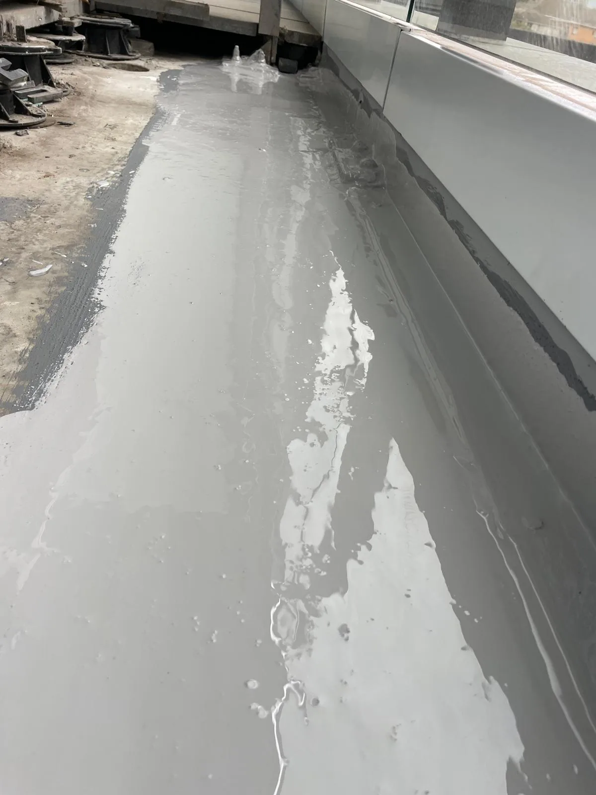 Membrane applied across the balcony area